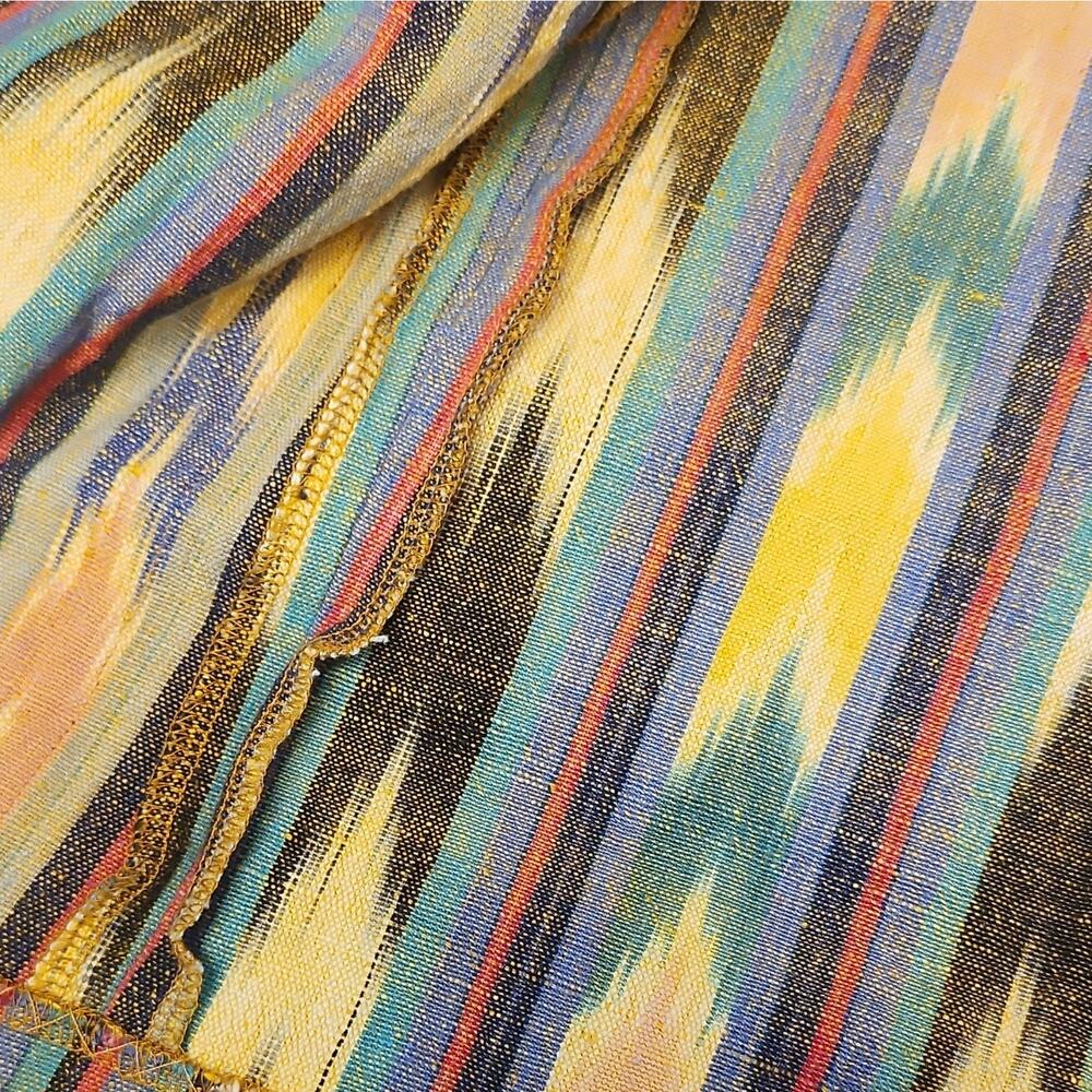 Multicolor Ikat Pattern Women's Jacket Long Sleeve Yellow Brown Blue Green Red - Picture 2 of 7
